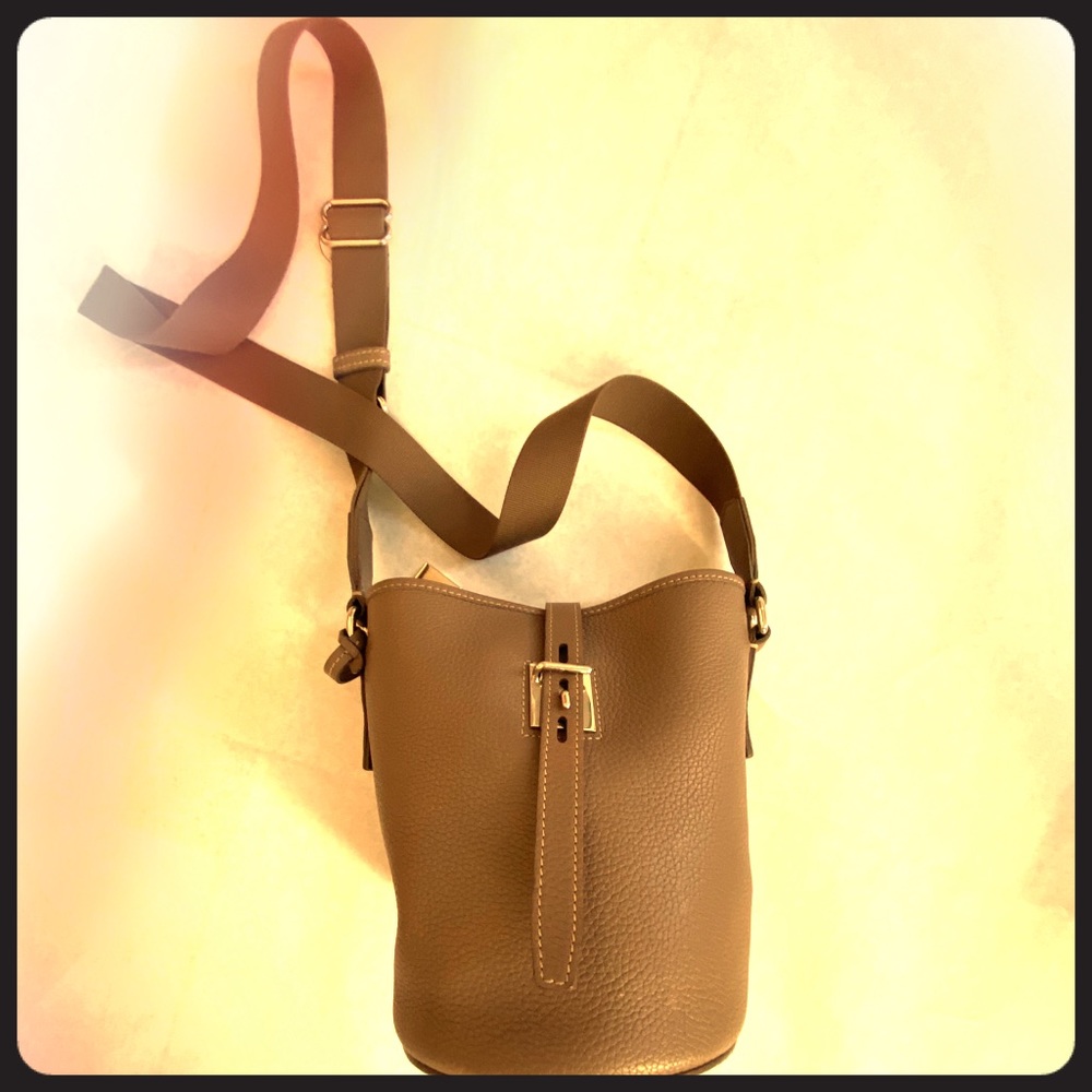 Taupe leather cross body bag